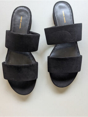 Defect New Mansur Gavriel Suede Double Strap Flat Sandal Size 37 Black